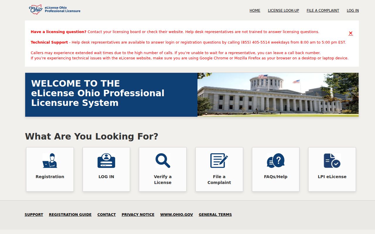 Springfield Township resident lookup Ohio professional credential portal