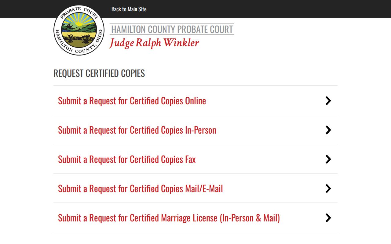 Springfield Township resident lookup Probate certified document request