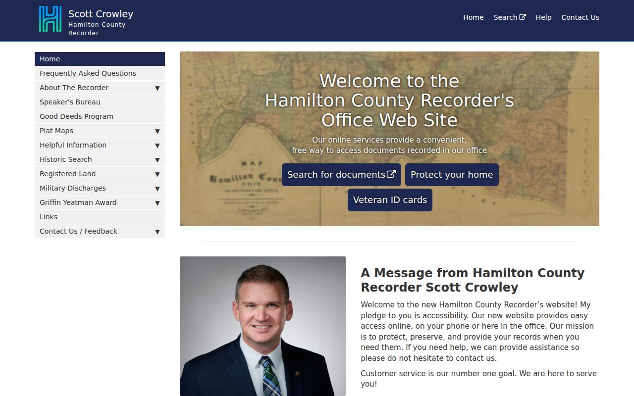 Springfield Township residents directory Hamilton County Recorder historic records