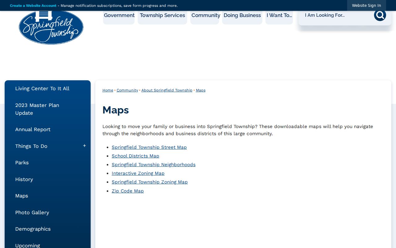 Springfield Township residents directory official maps and ZIP geography