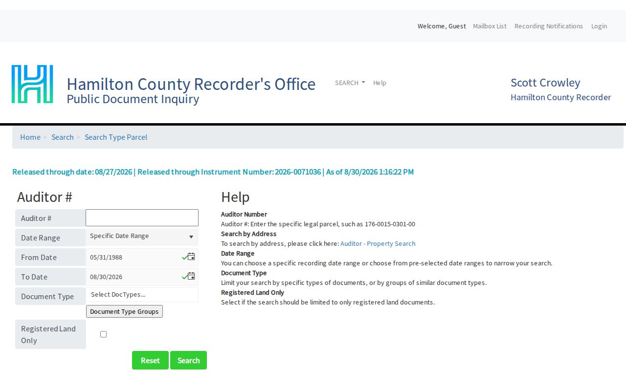 Springfield Township street directory Recorder parcel-number search for address-linked deeds